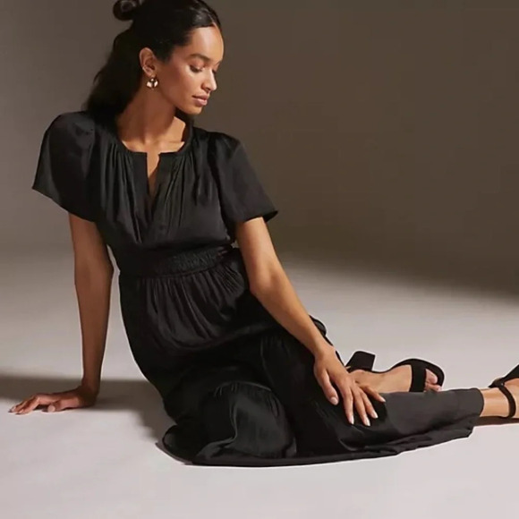 Anthropologie Black Somerset Maxi Dress XXS - Picture 4 of 6